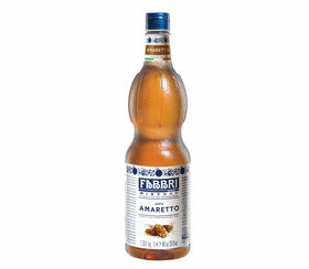 Fabbri Amaretto syrup bottle with flip cap for mess-free pouring