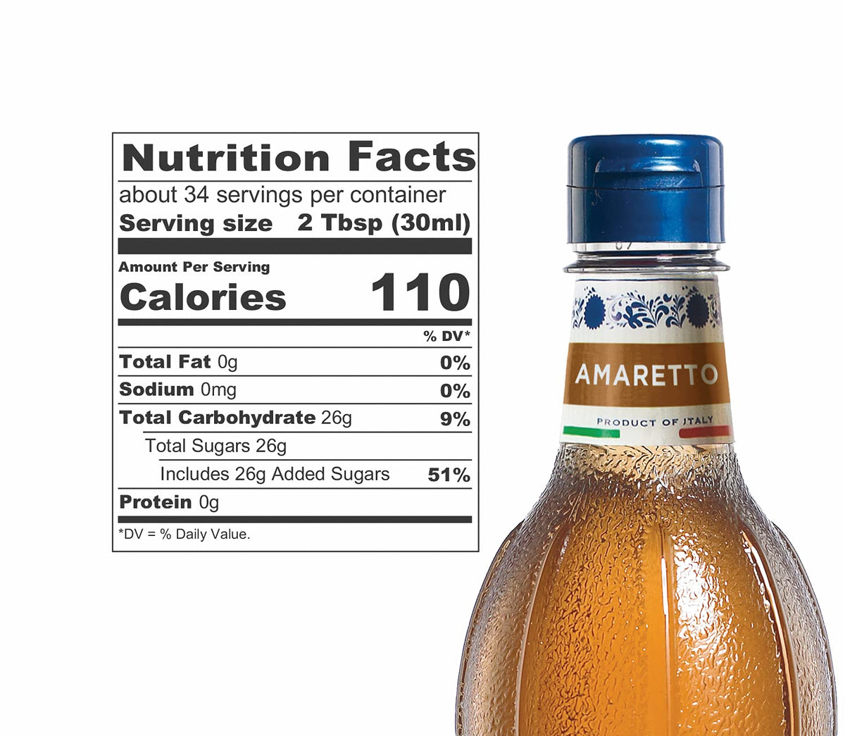 Pour-ready Fabbri Amaretto syrup into coffee for a rich almond note