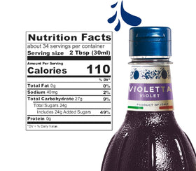 Fabbri violet syrup poured into coffee for a fragrant twist