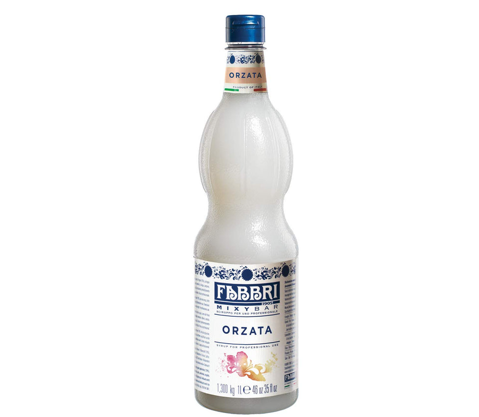 Fabbri Orgeat bottle with flip cap, easy drizzle for lattes and cocktails.