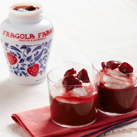 Fabbri Strawberries in Syrup on a dessert plate, great for cakes