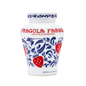 Fabbri Strawberries in Syrup jar, front view, ideal dessert topping
