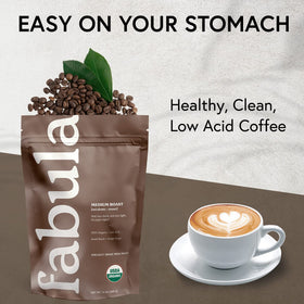 Fabula aroma with caramel, nuts, and chocolate notes for an inviting cup.