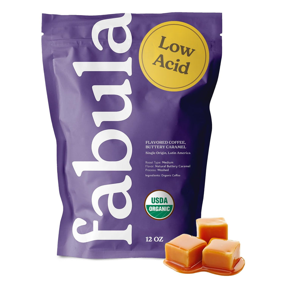 Fabula Buttery Caramel coffee packaging preserves aroma for a fresh cup.