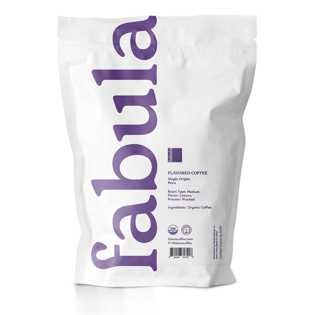 Fabula chocolate-nut flavored organic coffee cup, rich aroma and clean, balanced finish.