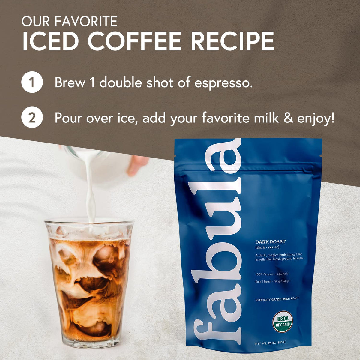 Fabula Dark Roast pour-over setup emphasizing depth and balance.