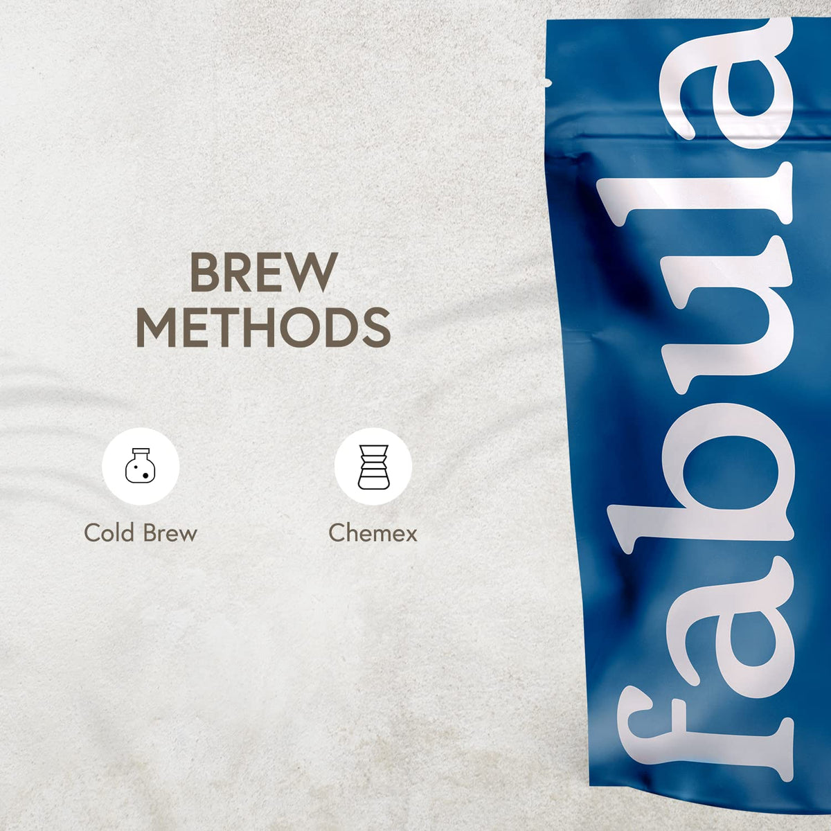 Fabula cold brew bag front label clearly marks the designation.