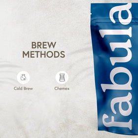 Fabula cold brew bag front label clearly marks the designation.