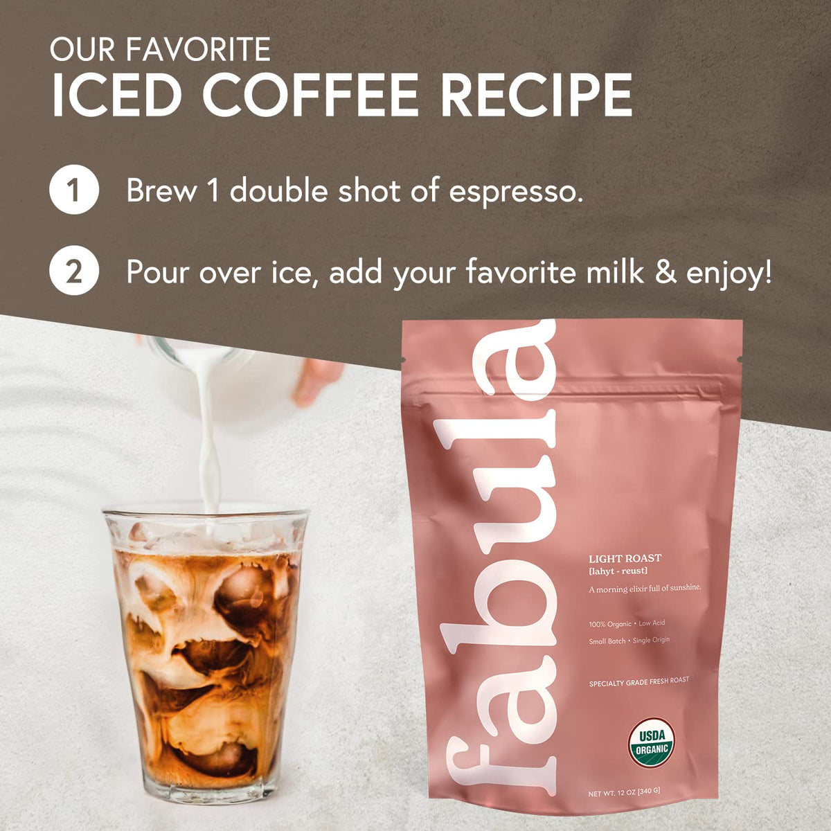 Fabula mold-free coffee label suggests clean flavors and worry-free brewing.