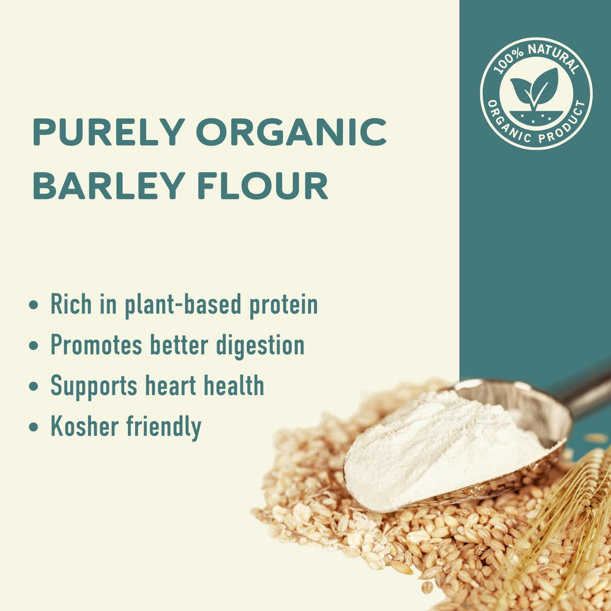 Fairhaven Mill Barley Flour container on kitchen counter with baked bread background