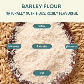 Fairhaven Mill Barley Flour measuring cup, ready for muffins and cookies