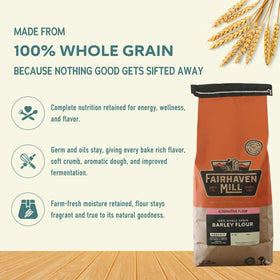 Fairhaven Mill USA grown barley flour showing local sourcing and authentic flavor for everyday baking