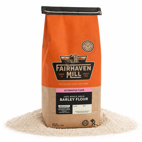 Fairhaven Mill Whole Grain Barley Flour bag front, showcasing organic certification for healthy baking
