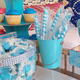 Fairtime blue raspberry taffy in buffet display for guests.