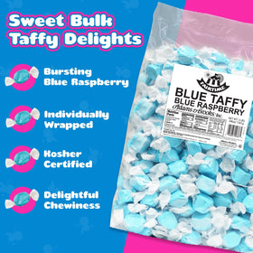Fairtime blue raspberry taffy individually wrapped for easy sharing.