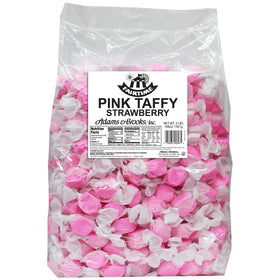 Fairtime pink strawberry taffy bulk bag close-up, ideal for buffets and parties