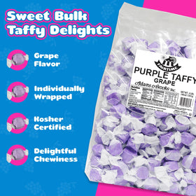 Individually wrapped Fairtime Purple Grape Taffy for easy sharing.