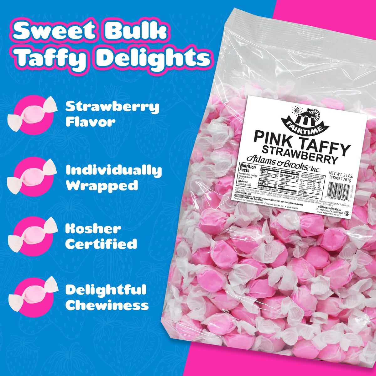 Fairtime soft chewy taffy close-up highlighting chewy texture and flavor