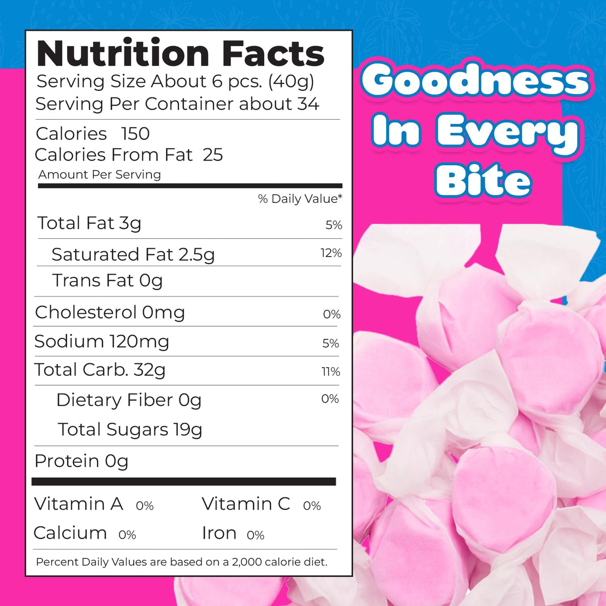 Fairtime pink strawberry taffy individually wrapped for sharing and gifting