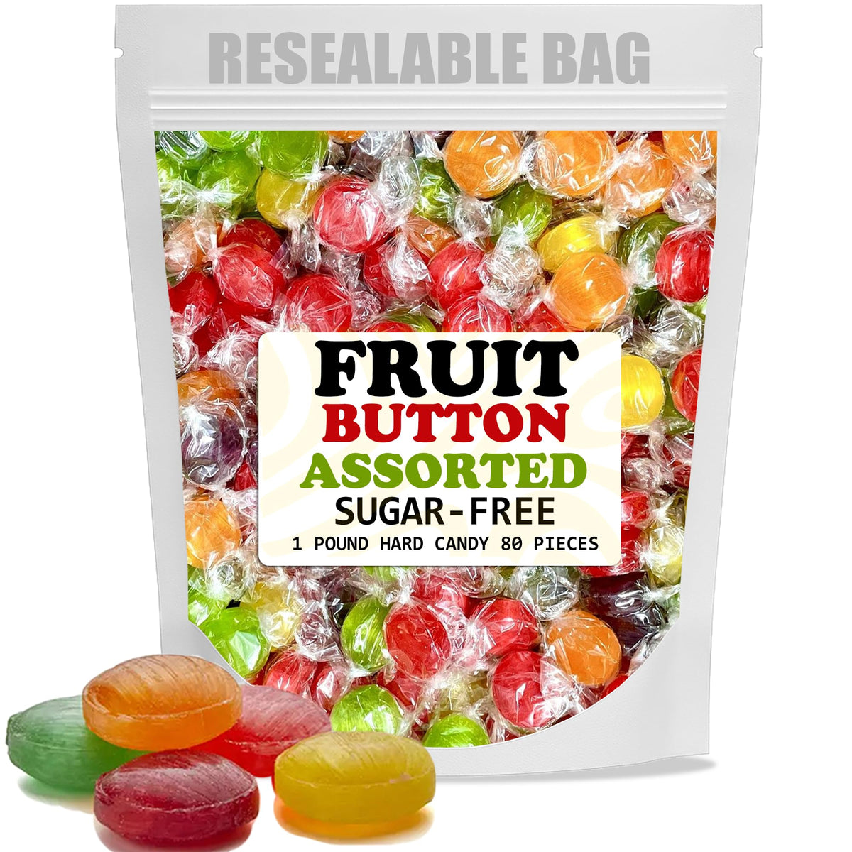 Faithful Flavours assorted buttons candy for on-the-go snacking, sugar-free and diabetic-friendly.