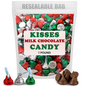 Faithful Flavours Kisses milk chocolate red-green-silver bag for holiday sharing