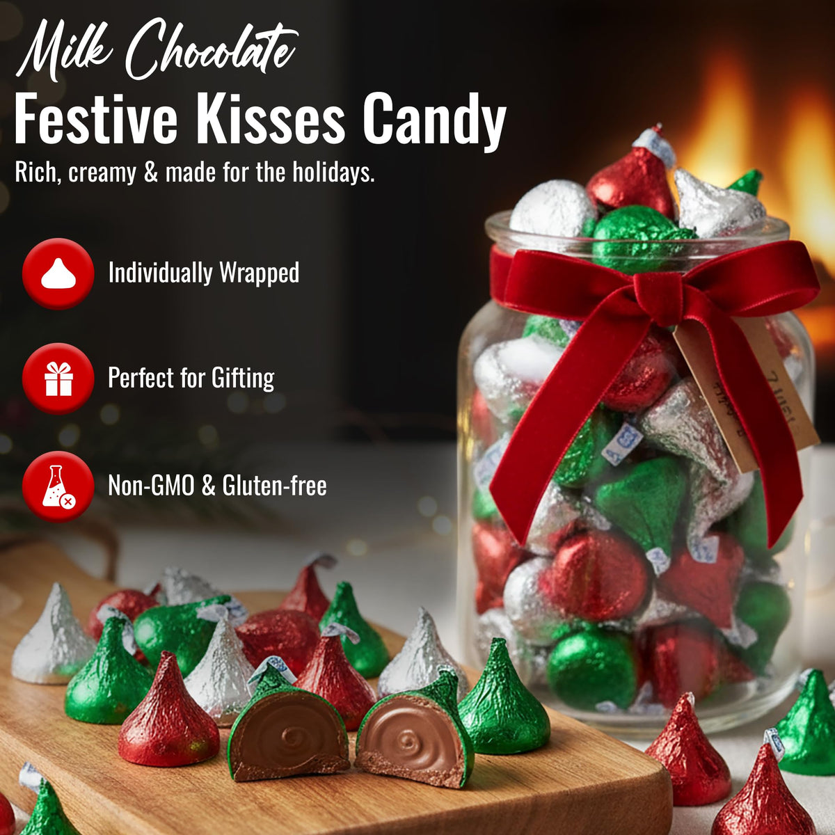 Faithful Flavours Kisses red-wrapped milk chocolate ideal for stockings