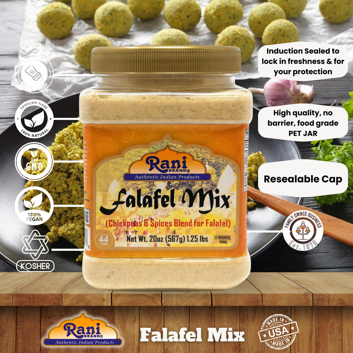 Crispy Falafex falafel served with toppings