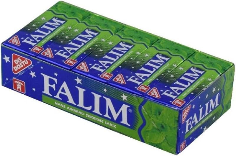 Falim sugarless mint gum pack front illustrating a zero-calorie minty option