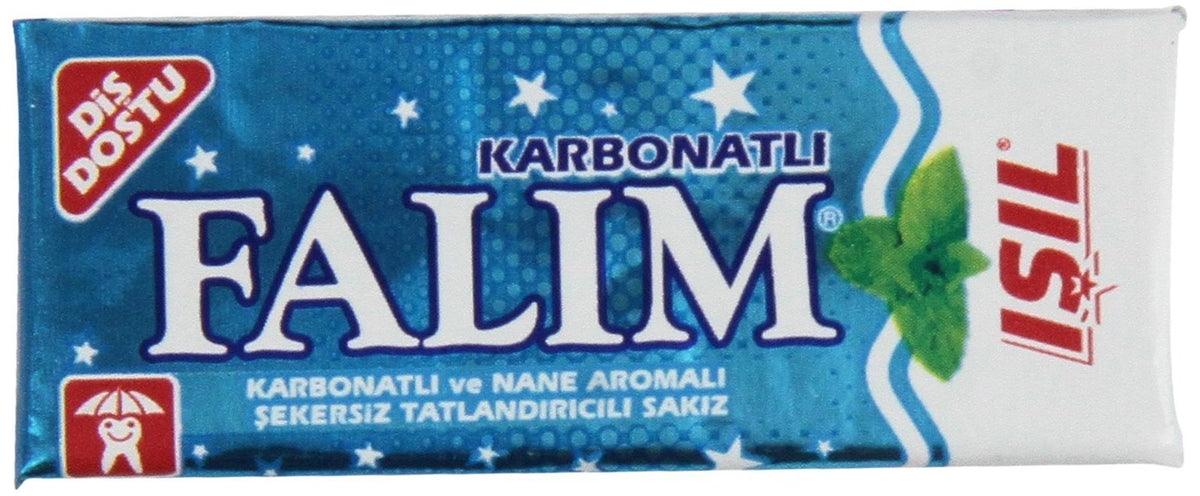 Falim sugarless gum carbonat mint pack shot offers on-the-go freshness.