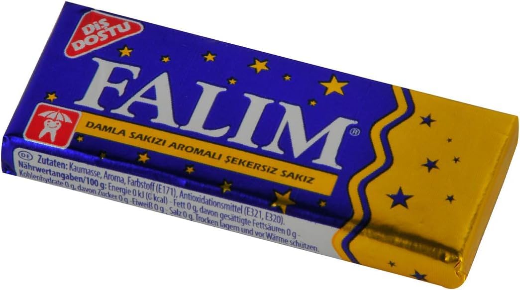 Falim Sugarless Plain Gum after-meal chew, clean and refreshing.