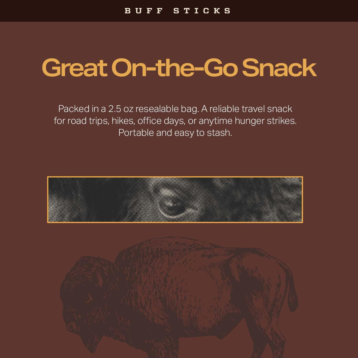 Falls Family Ranches on-the-go snack bag shows portable protein for road trips and hikes.
