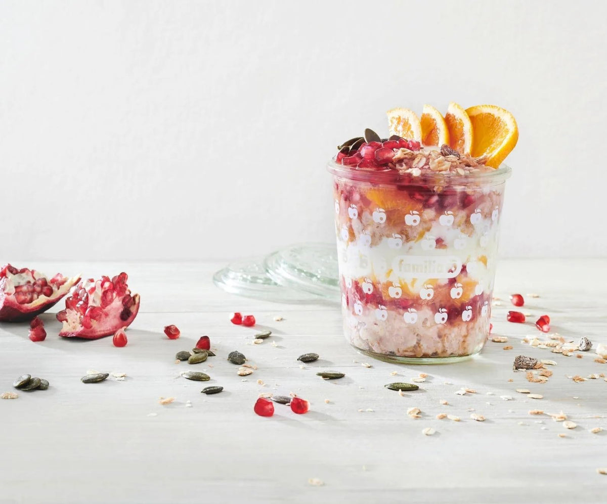 Serving Familia Bircher Müesli with milk for breakfast.