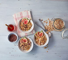 No added sugar Familia Swiss Muesli ingredients with raisins and flakes visible