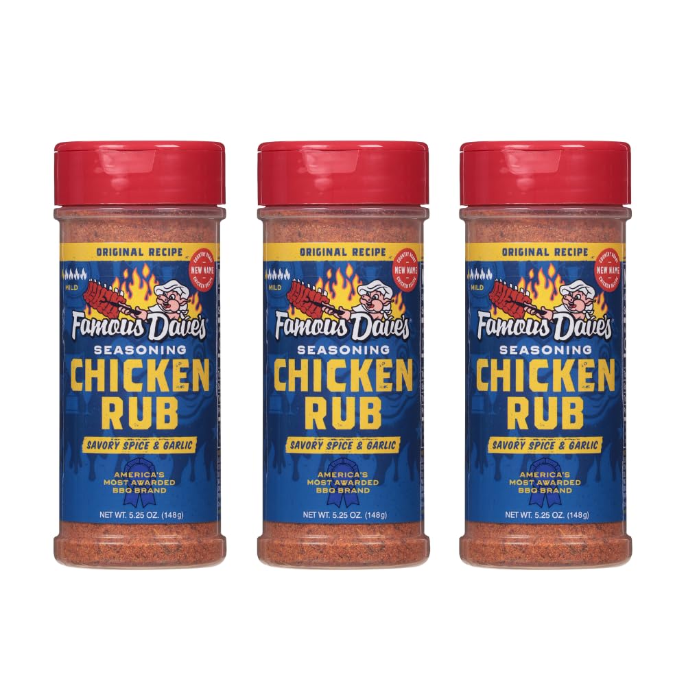 Famous Dave's Chicken Rub 3-pack bottle ready for everyday grilling