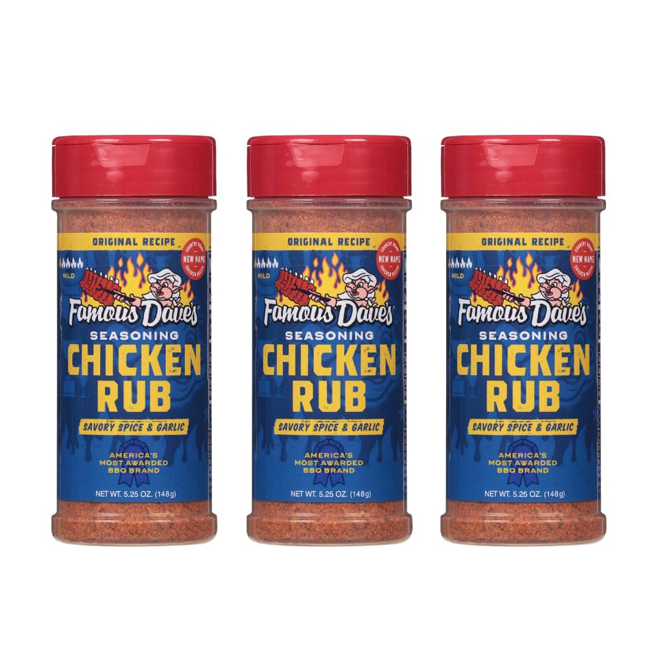 Famous Dave's Chicken Rub 3-pack bottle ready for everyday grilling