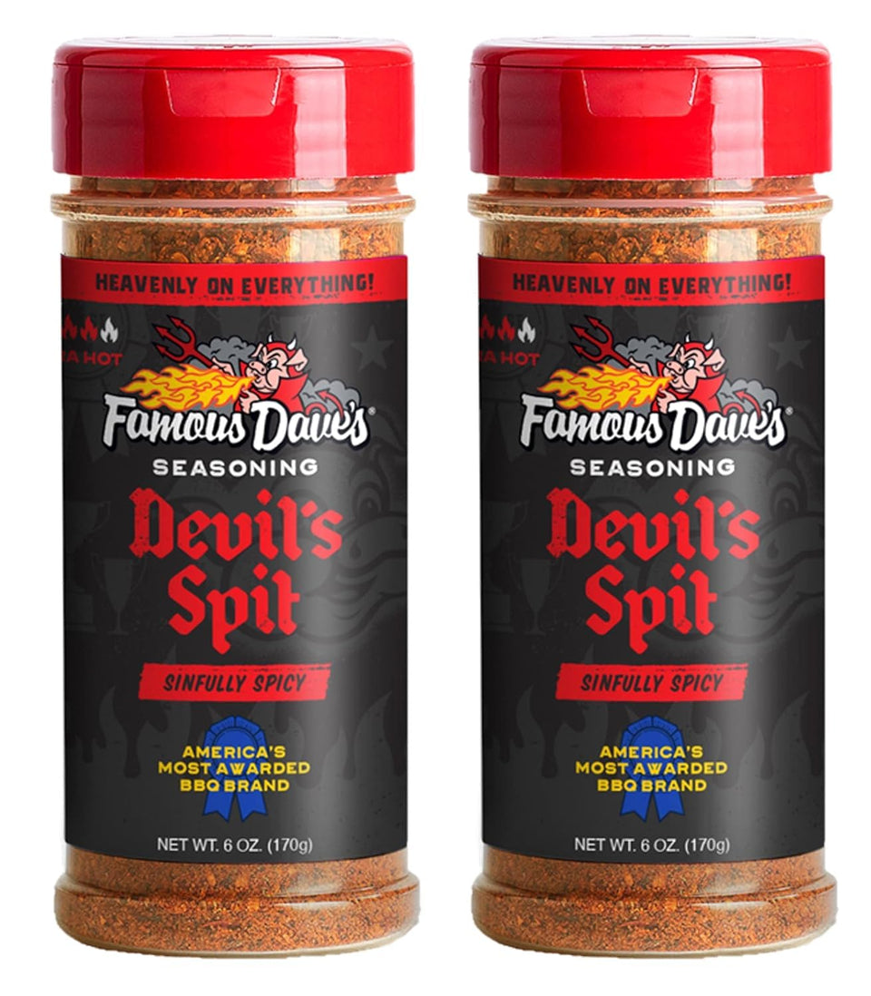 Famous Dave's Devil's Spit seasoning 12oz bottle front view for bold grilled meats