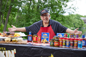 Bundled pickles display highlighting brand and variety.