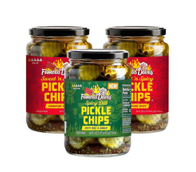 Famous Dave's Sweet n' Spicy pickles in two jars ready for sandwiches.