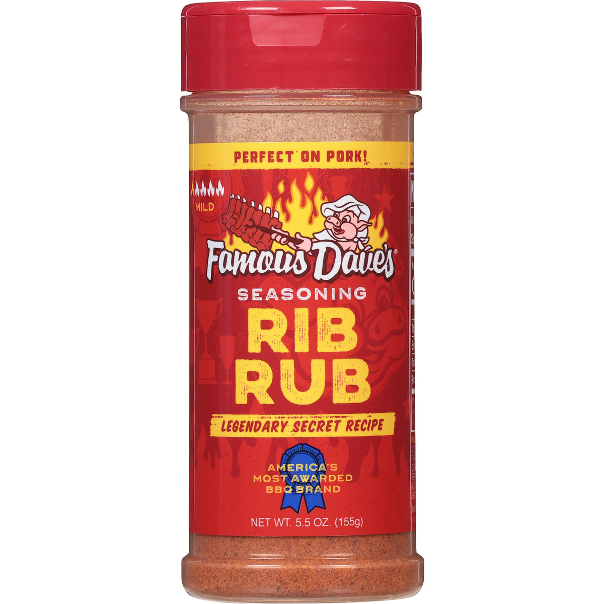 Famous Dave's Rib Rub dusted on ribs for smoky, garlicky sweetness