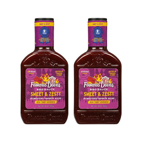 Famous Dave's Sweet & Zesty BBQ sauce 2-pack front view for grilling.