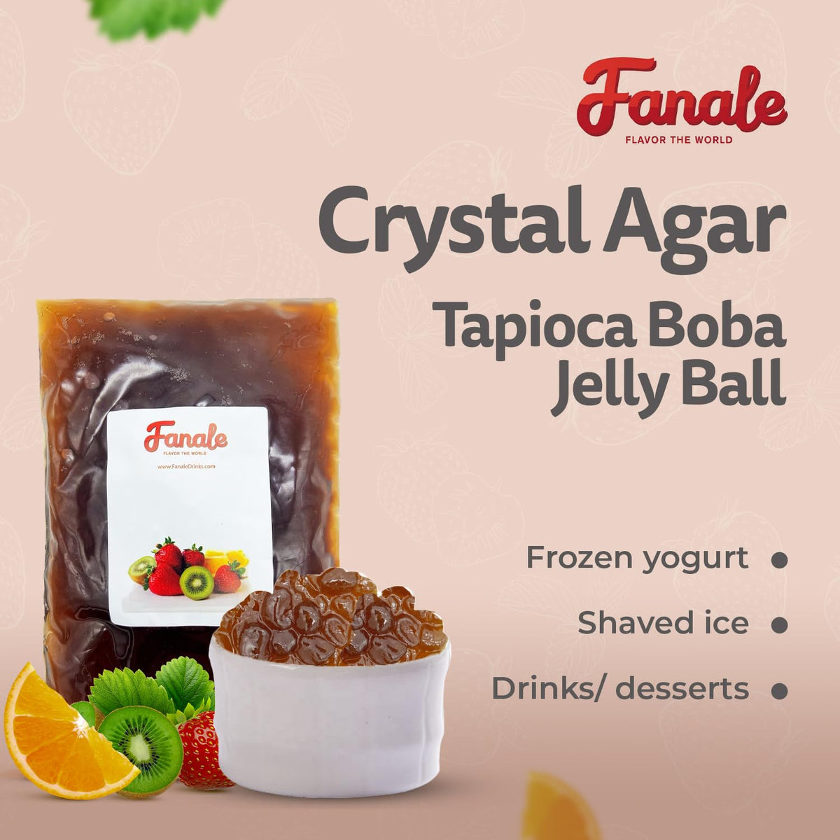 Fanale agar boba white pearls suited for toppings on coffee and desserts
