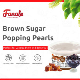 Fanale Brown Sugar Popping Boba Pearls outer skin close up shows chewy shell and juicy center