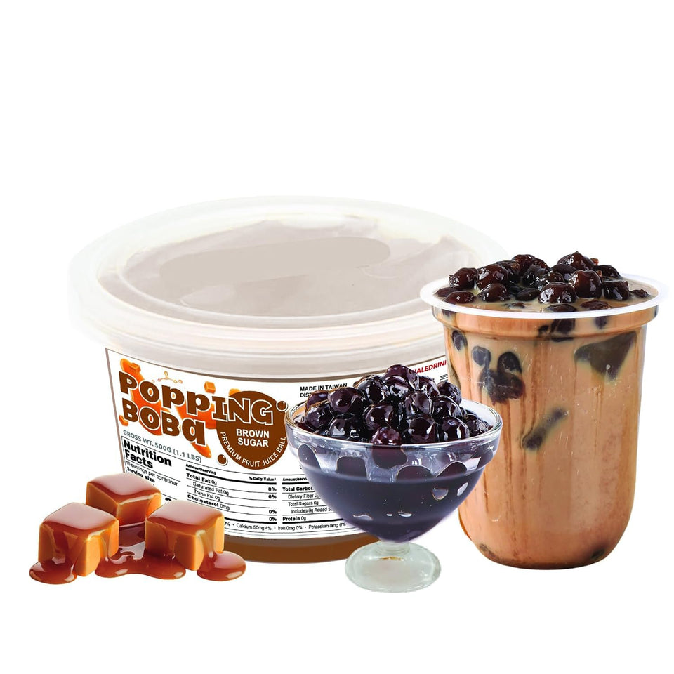Fanale Brown Sugar Popping Boba Pearls pack hero ready to top desserts and drinks