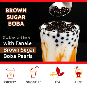 Fanale Brown Sugar Popping Boba Pearls ready to eat no cooking required for easy topping