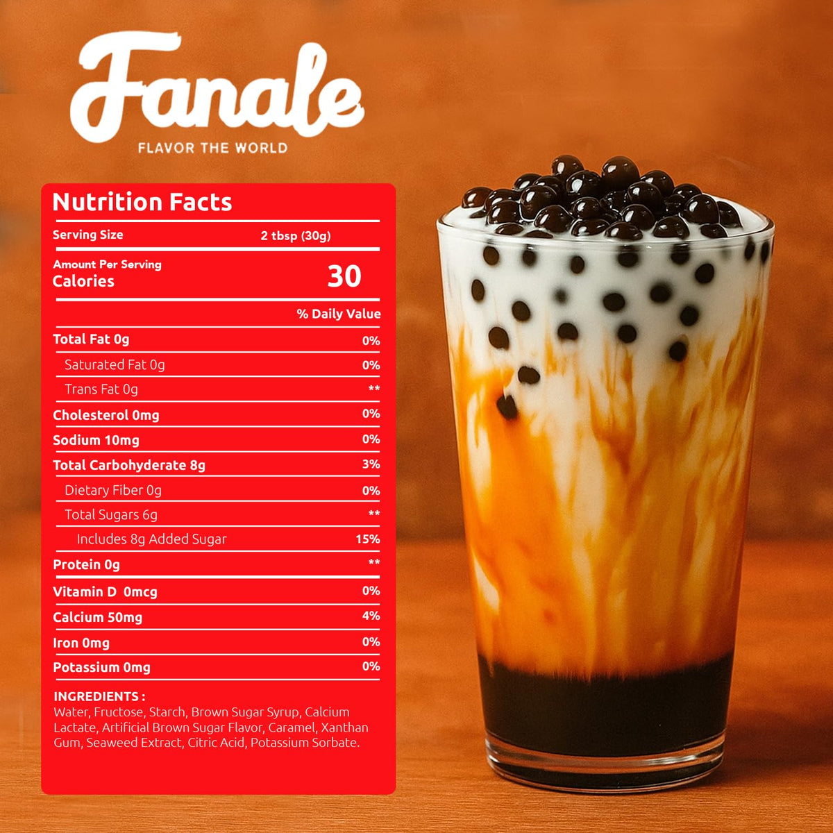 Fanale Brown Sugar Popping Boba Pearls smoothie topping adds texture and sweetness