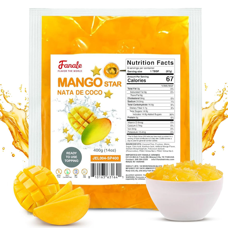 Fanale Coconut Jelly Topping in bubble tea glass adds chewy texture