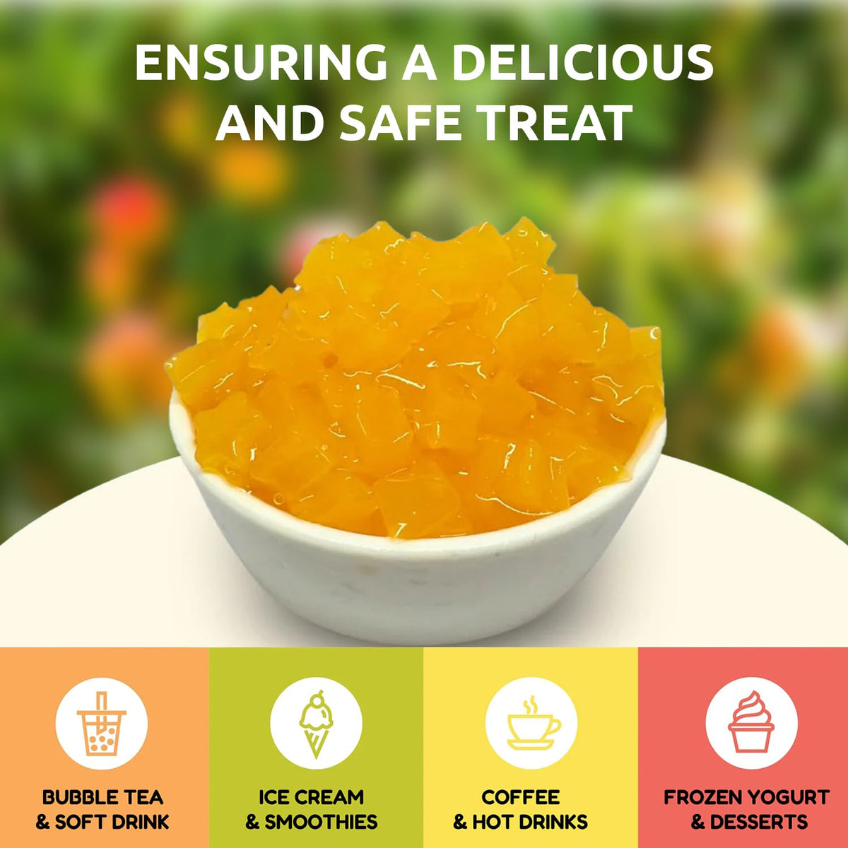 Fanale jelly topping on tropical puddings and desserts