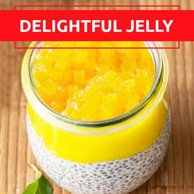 Heart-shaped Fanale jelly topping adds playful flair to drinks