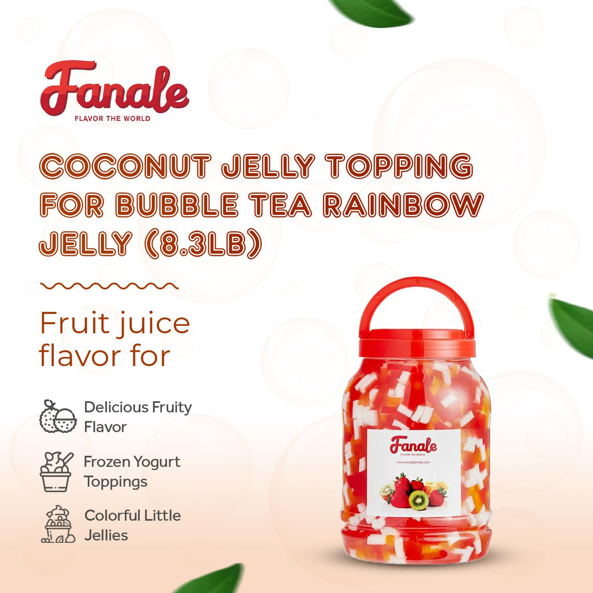 Fanale coconut jelly topping heart shape adds playful texture to drinks