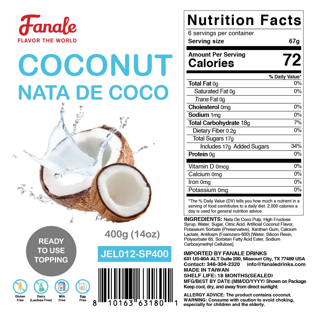 Fanale coconut jelly topping uses coconut meat for tasty, fiber-rich toppings.